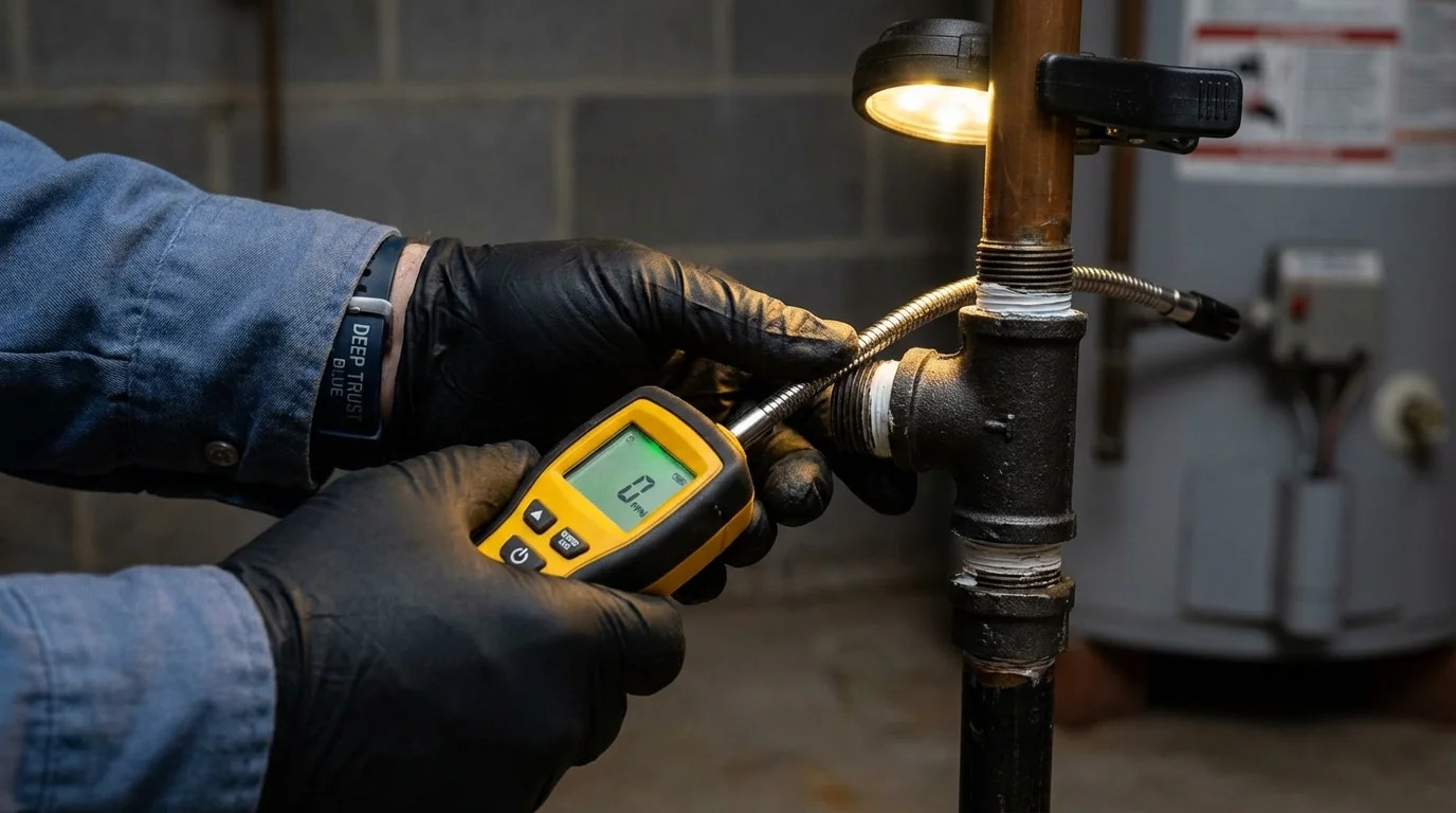 Gas leak detection with electronic sniffer by Johns Plumbing LLC in Lithonia
