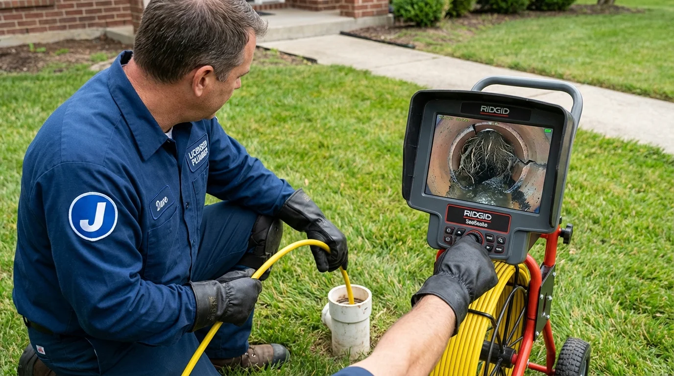 Sewer camera inspection being performed by Johns Plumbing LLC in Lithonia