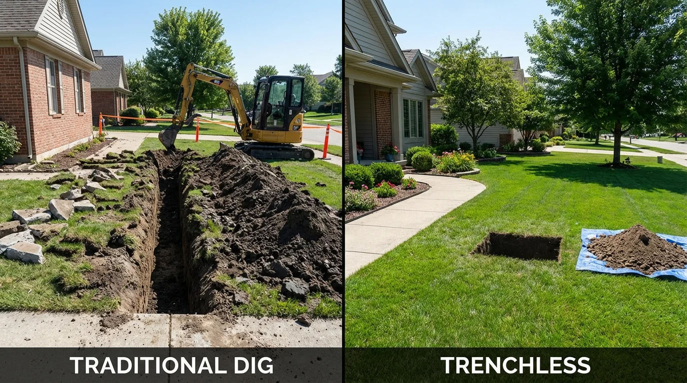 Trenchless sewer repair with minimal yard damage versus traditional excavation in Lithonia, GA